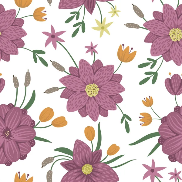 Vektor floralen nahtlosen Hintergrund. flache trendige Illustration mit — Stockvektor