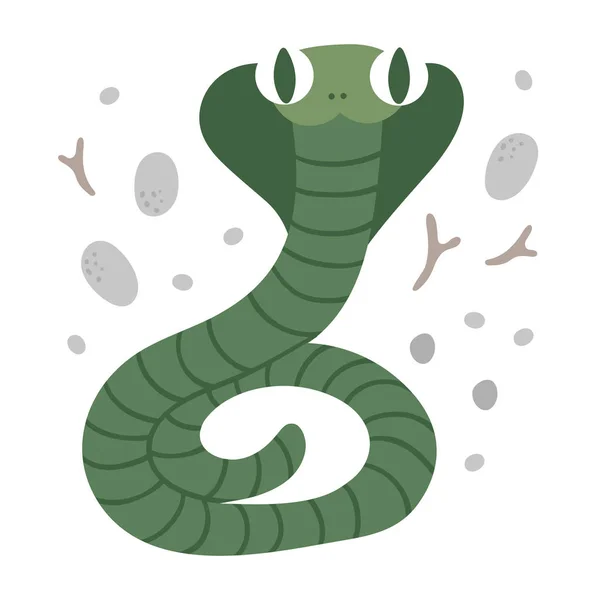 Imagen de serpiente plana dibujada a mano vectorial. Divertido animal del bosque . — Vector de stock