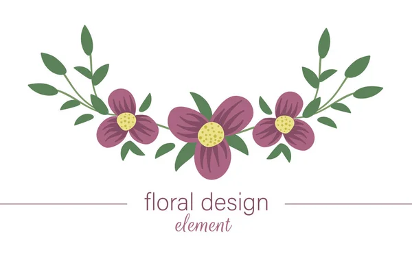 Élément décoratif horizontal floral vectoriel. Appartement illustr tendance — Image vectorielle