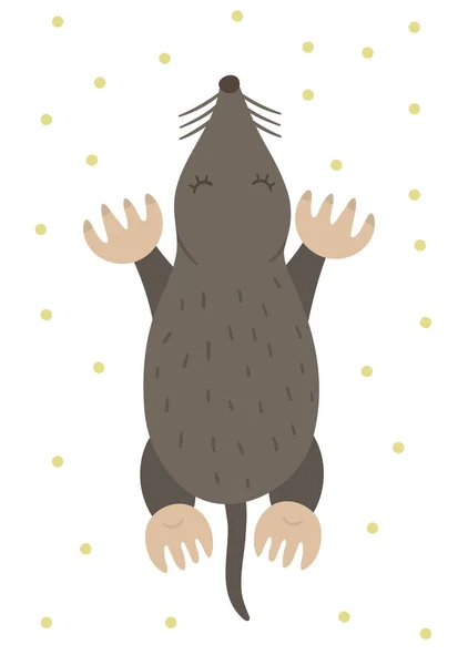 Vector hand drawn flat mole. Funny woodland animal. Cute forest — Stock Vector