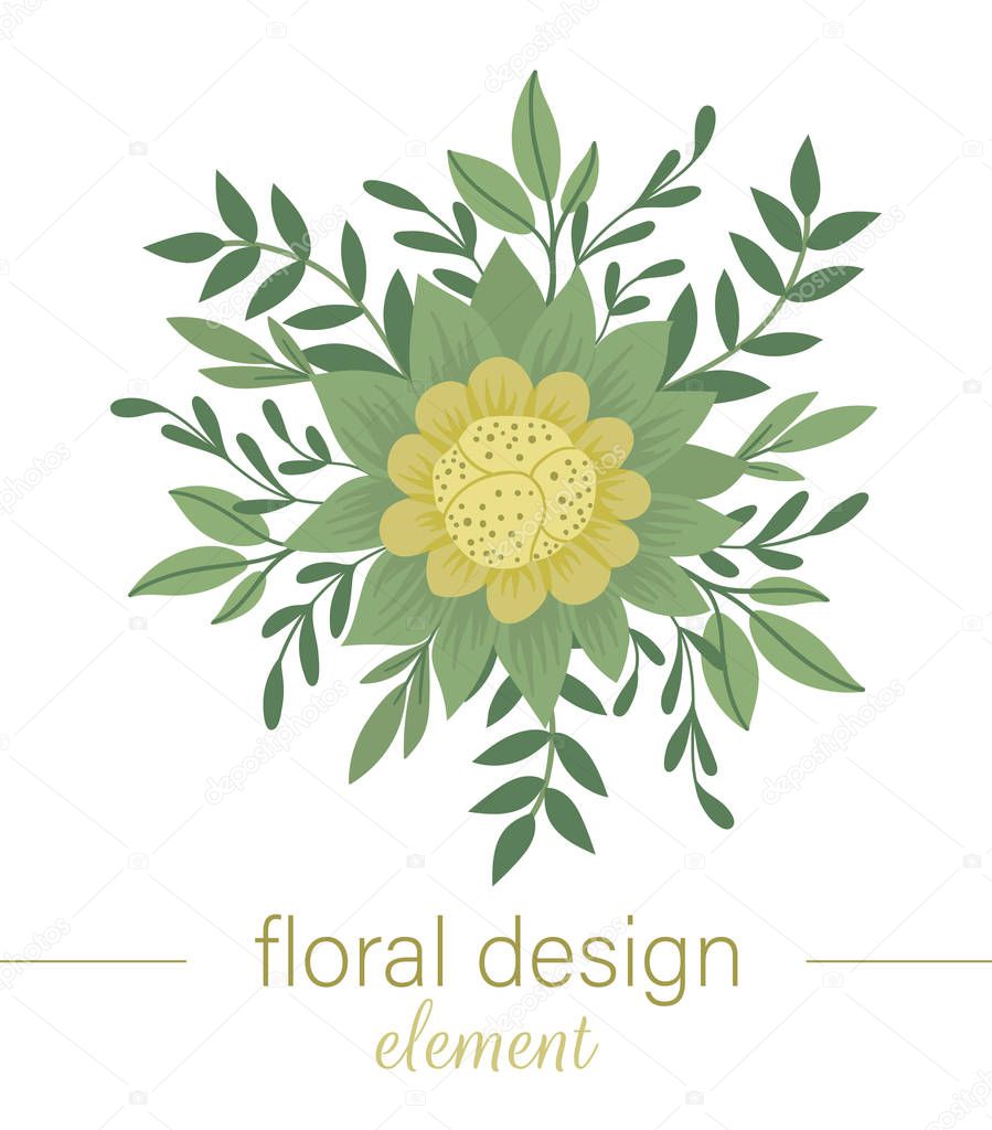 Vector floral round decorative element. Hand drawn flat trendy i