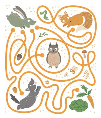 Çocuklar için labirent. Ca için çalışan tavşan ile okul öncesi etkinliği