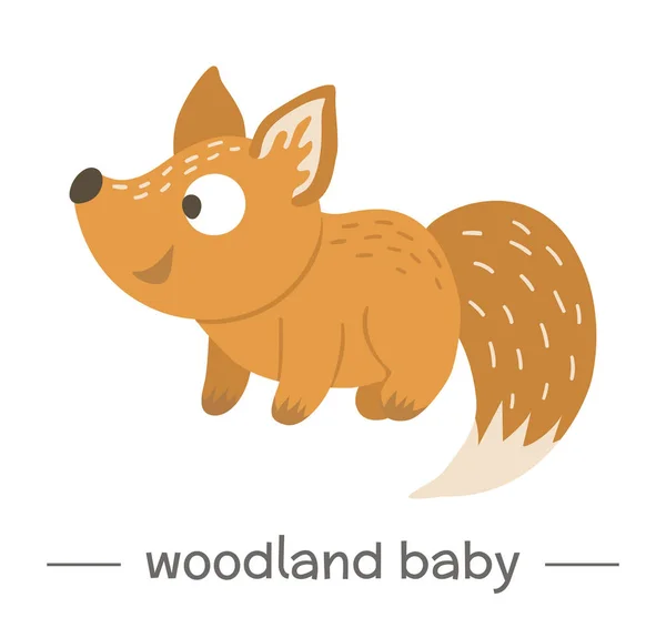 Vector hand drawn flat baby fox. Funny woodland animal icon. Cut — Stock Vector