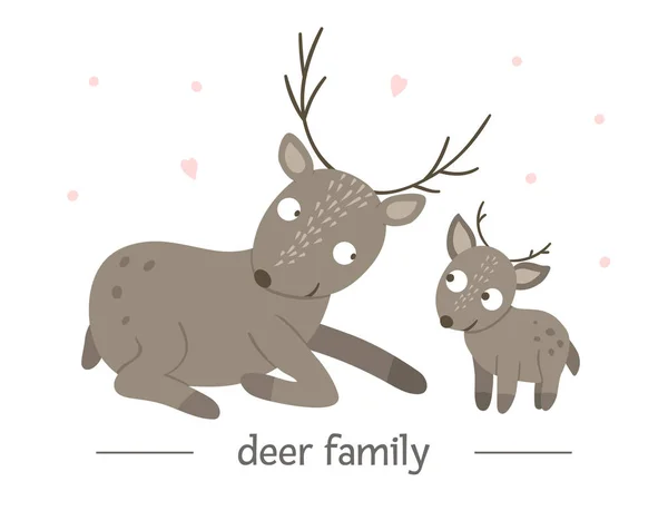 Vektorová ruka s dětskou jelenem s rodičem. — Stockový vektor