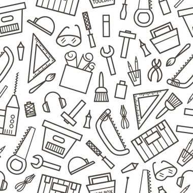 Vektör araçları sorunsuz desen. Düz doğrusal siyah beyaz illus