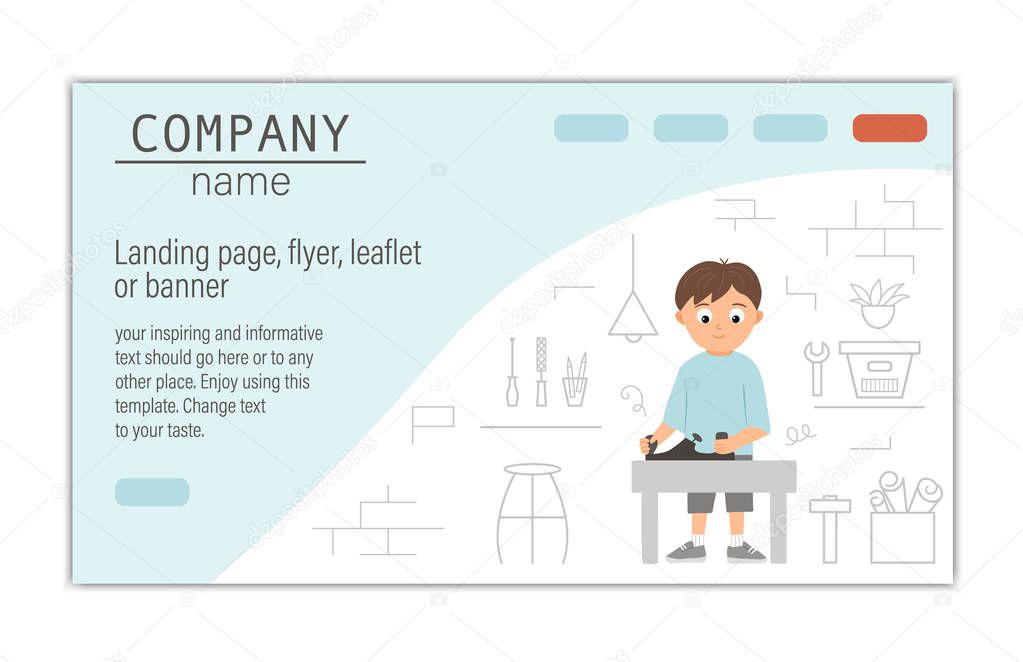 Flyer, card, banner or landing page template for building, repai