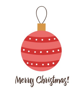 Beyaz arkaplanda izole edilmiş kırmızı vektör noel topu