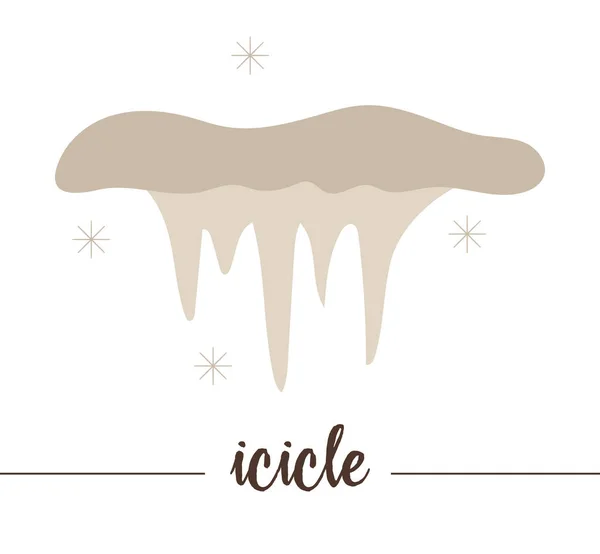 Vector icicle with snowflakes isolated on white background. Cute — Stock Vector