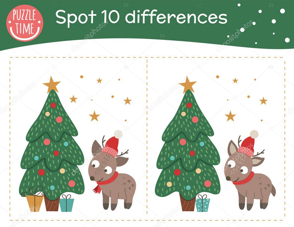 Christmas find differences game for children
