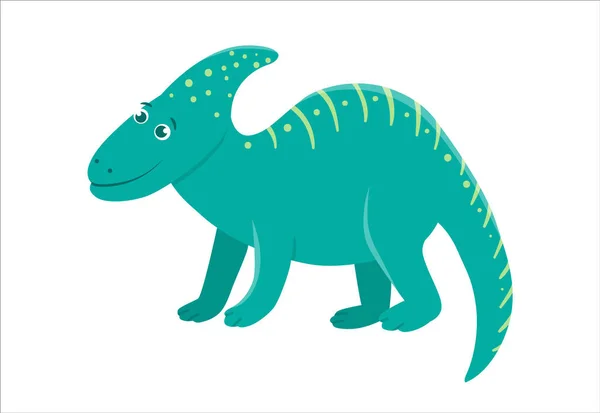 Vector Schattige Dinosaurus Pictogram Geïsoleerd Witte Achtergrond Grappig Plat Dino — Stockvector