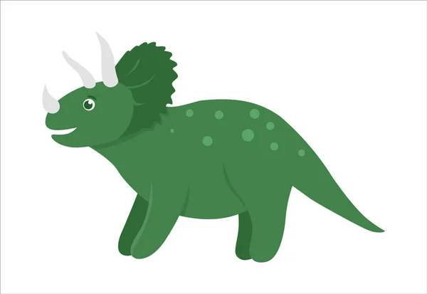 Vektor Roztomilý Dinosaurus Ikona Izolované Bílém Pozadí Vtipný Plochý Dinosaurus — Stockový vektor