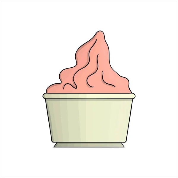 Icono Paquete Yogur Color Vectorial Producto Lácteo Fresco Orgánico Dibujado — Vector de stock