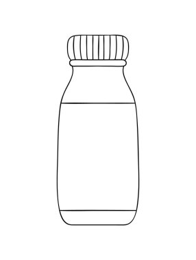 Vektör çizgisi yoğurt paketi simgesi. El yapımı organik süt ürünleri beyaz arka planda izole edilmiş. Doğal gıda illüstrasyonu. Siyah beyaz yoğurt paketleme tasarımı.