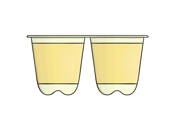 矢量彩色酸奶包装图标 手绘有机鲜奶产品 白色背景分离 自然食物的例证 酸奶包装设计 — 图库矢量图片