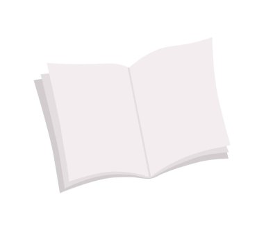 Vektör defteri açtı. Okul eğitimine geri dönüyorum. Şirin düz stil fotokopi kitabı. Boş kağıtlar..