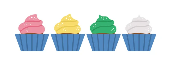 Vector Verjaardag Desserts Leuke Grappige Viering Cupcakes Illustratie Voor Kaart — Stockvector