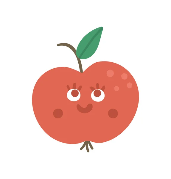 Vector Kawaii Apple Illustration Volver Escuela Clipart Educativo Lindo Estilo — Vector de stock