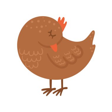 Tatlı uyuyan kuş. Beyaz arkaplanda izole edilmiş vektör sonbahar karakteri. Sonbahar mevsimi orman hayvanları için baskı, çıkartma, kartpostal ikonu. Komik orman çizimi