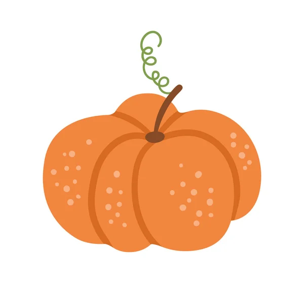 Vector Cute Pumpkin Autumn Vegetable Flat Style Orange Squash Funny — Stock Vector