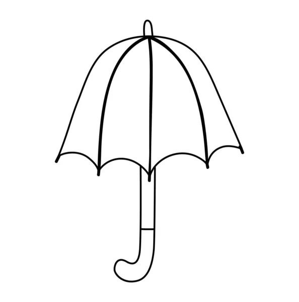 Parapluie Vectoriel Mignon Noir Blanc Automne Ligne Art Pluie Protection — Image vectorielle