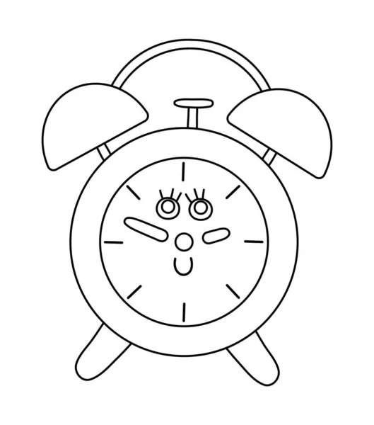 Vector Black White Alarm Clock Icon Back School Educational Clipart — Stock Vector