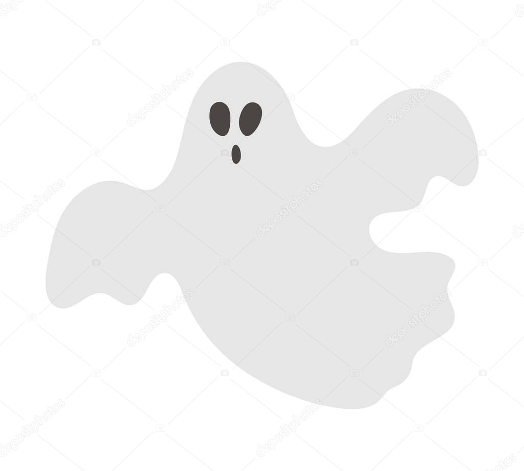 Cute vector ghost. Halloween character icon. Autumn all saints eve illustration with flying spook. Samhain party sign design for kids.