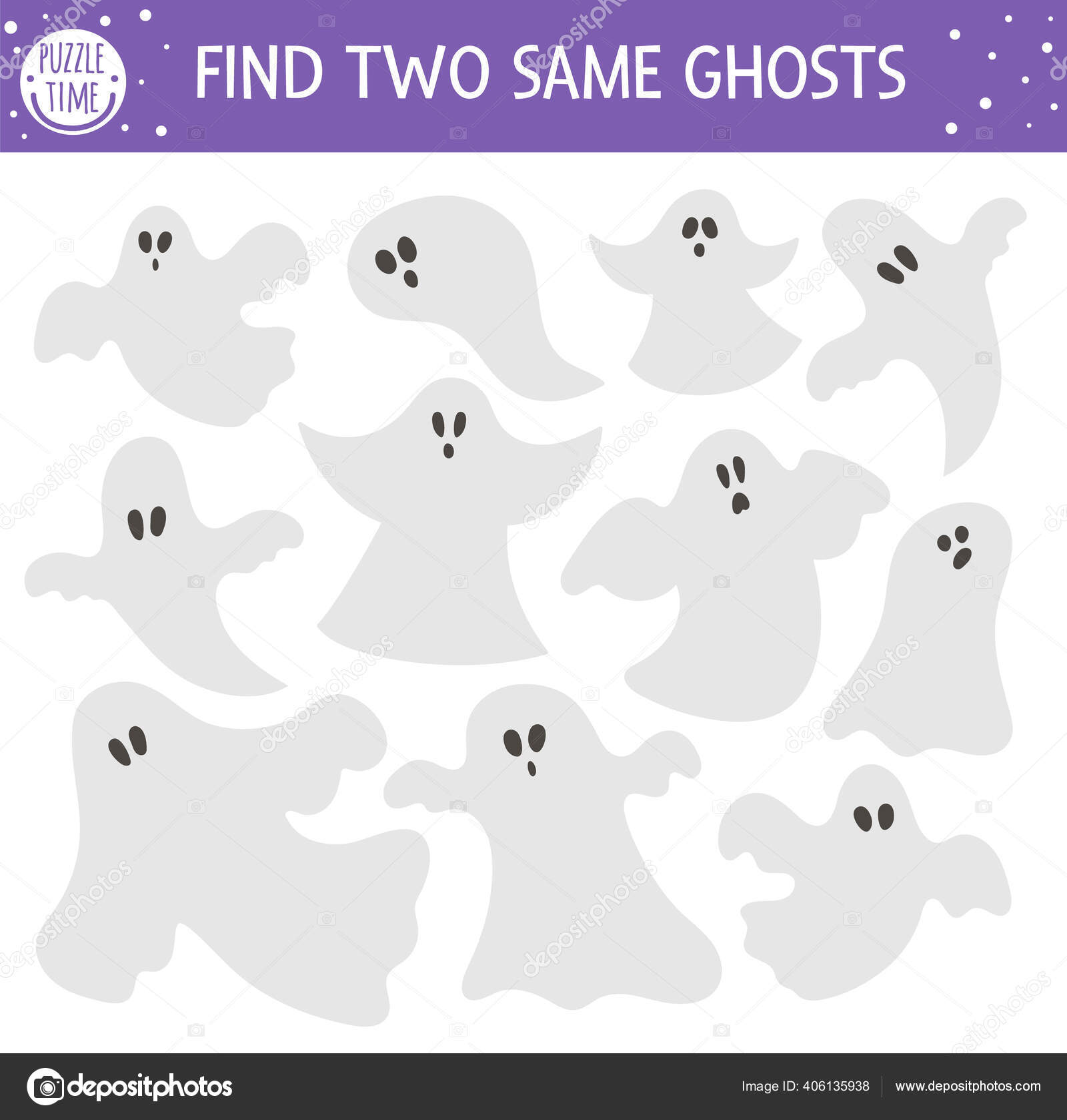 Find Two Same Ghosts Halloween Matching Activity Children Funny Educational Stock Vector Image By C Lexiclaus