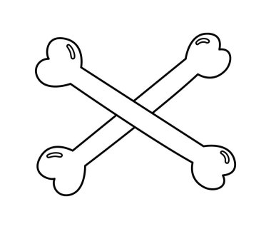 Çapraz kemikli cadılar bayramı partisi illüstrasyonu. Siyah ve beyaz vektör kemikleri. Autumn Samhain partisi için korkunç bir tasarım. Azizler Günü boyama sayfası