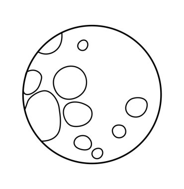 Siyah ve beyaz ay vektörü. Cadılar Bayramı taslak ikonu. Tüm azizler için güzel bir sonbahar arifesi resmi. Çocuklar için Samhain parti tabela tasarımı. Gezegen çizgisi çizimi