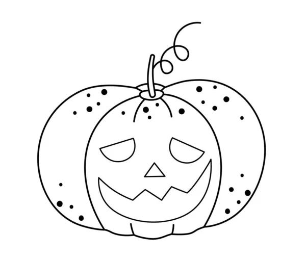 Icona Jack Lanterna Vettoriale Bianco Nero Halloween Spaventoso Personaggio Zucca — Vettoriale Stock
