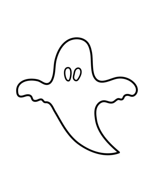 Aranyos Vektor Szellem Fekete Fehér Halloween Karakter Ikon Őszi All — Stock Vector
