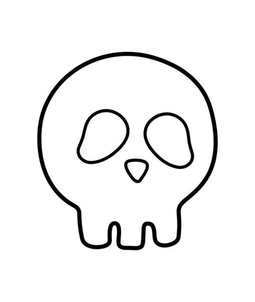 万圣节派对展示人类头骨 矢量黑白相间的骨架 秋季Samhain派对可怕的设计 圣徒日彩绘页 — 图库矢量图片