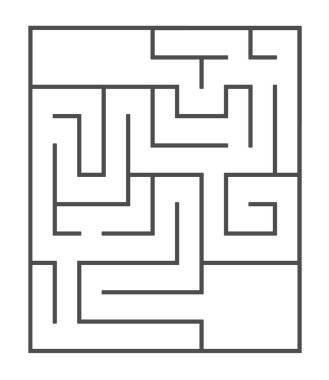 Vektör labirent şablonu. Beyaz arka planda boş siyah beyaz labirent. Okul öncesi yazdırılabilir eğitim etkinliği veya oyun örneği.