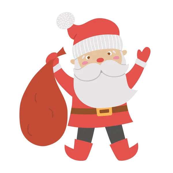 Vector Pai Natal Com Saco Vermelho Inverno Bonito Ilustração Father —  Vetores de Stock