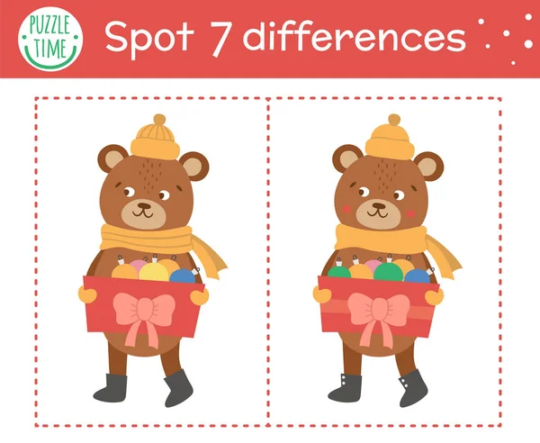 Noël Trouver Des Différences Jeu Pour Les Enfants Activité Éducative — Image vectorielle