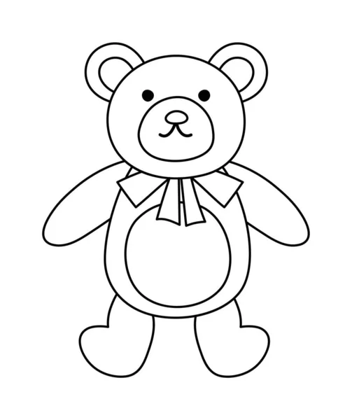 Vector Black White Teddy Bear Isolated White Background Cute Toy — Stock Vector