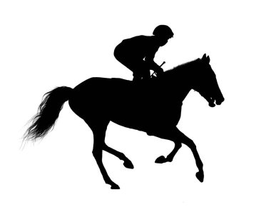 beyaz arka plan üzerinde izole at yarışı jokey