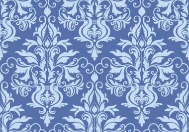 Damask kusursuz desen elementi. Vector klasik lüks, eski moda İspanyol süsü, duvar kağıtları, tekstil, ambalaj için kraliyet Victoria dönemi kusursuz dokusu. Klasik, zarif, çiçekli barok şablonu..