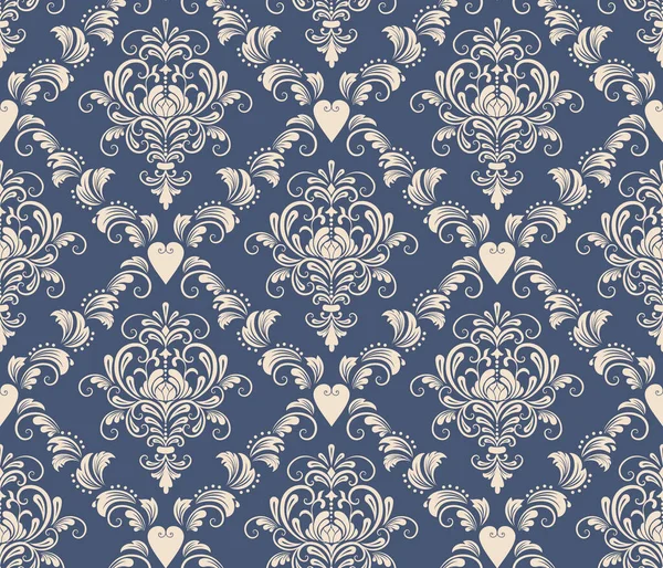 Elemento de patrón sin costuras Damasco. Vector clásico de lujo antiguo ornamento de damasco de moda, textura real victoriana sin costuras para fondos de pantalla, textil, envoltura. Plantilla barroca floral exquisita Vintage. — Archivo Imágenes Vectoriales