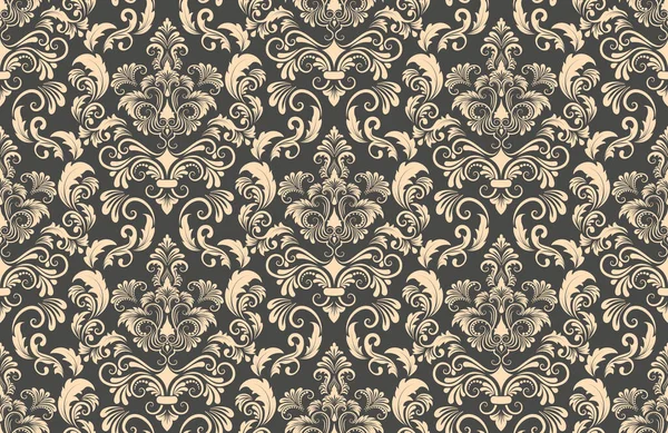 Damas élément de motif sans couture. Décoration damassée classique de luxe vectorielle, texture royale victorienne sans couture pour papiers peints, textile, emballage. Modèle baroque floral exquis vintage. — Image vectorielle