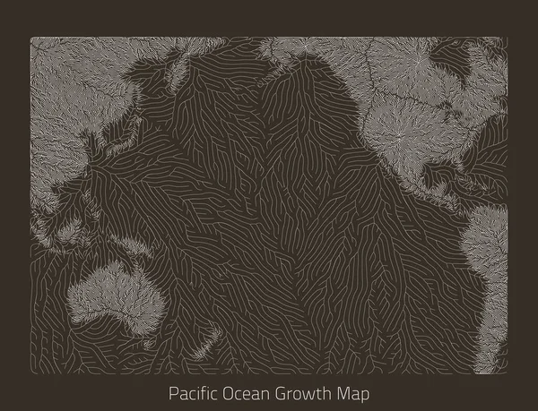 Векторная карта Тихого океана. Структура генеративного роста в форме континента. Органическая текстура с географическими силуэтами . — стоковый вектор