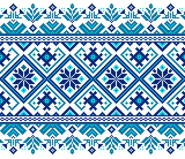 Ukrayna folklorik desensiz süslemesinin vektör çizimi. Etnik süs. Sınır elemanı. Geleneksel Ukraynalı, Belarus halk sanatı işlemeli desen - Vyshyvanka