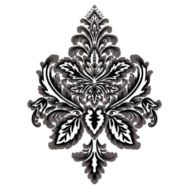 Vektör damaske elementi. İzole edilmiş, merkezi iltihaplanma. Klasik lüks eski moda İspanyol süsü, duvar kağıtları, tekstil, ambalaj...