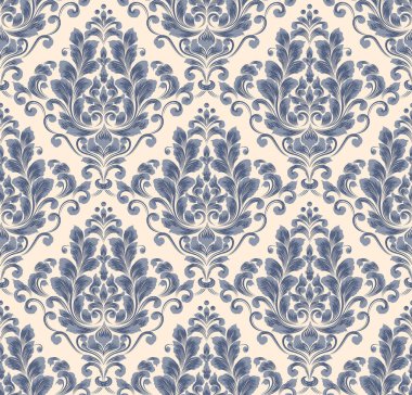 Damask kusursuz desen elementi. Vector klasik lüks, eski moda İspanyol süsü, duvar kağıtları, tekstil, ambalaj için kraliyet Victoria dönemi kusursuz dokusu. Klasik, zarif, çiçekli barok şablonu..