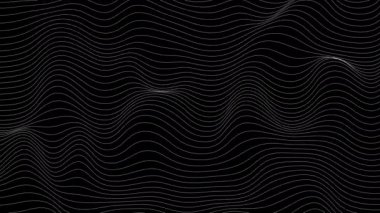 Dalga çarpıtma çizgileri olan çok ince çizgili ilmek animasyonu. Soyut gürültü manzarası. Prosedür dalgalanma arka planı. 4k UHD.