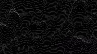 Dalga çarpıtma çizgileri olan çok ince çizgili ilmek animasyonu. Soyut gürültü manzarası. Prosedür dalgalanma arka planı. 4k UHD.