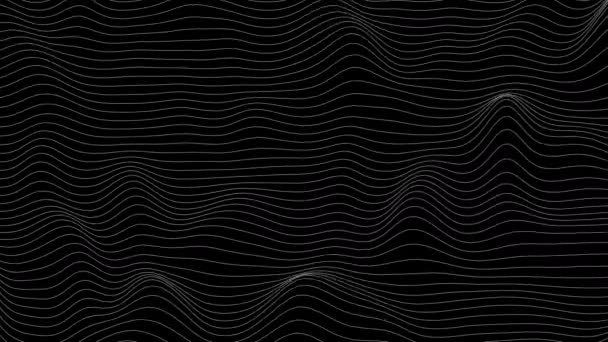 Animación de bucle de rayas ultra delgadas de moda con líneas de distorsión de onda. Paisaje de ruido abstracto. Trasfondo de ondulación procedimental. 4k UHD . — Vídeo de stock