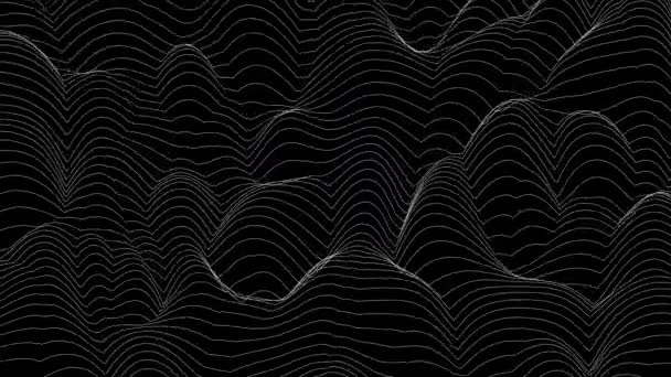 Trendy ultra thin striped loop animation with wave distortion lines. Abstract noise landscape. Procedural ripple background. 4k UHD. — Stock Video