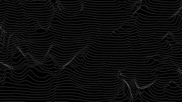 Trendy ultra thin striped loop animation with wave distortion lines. Abstract noise landscape. Procedural ripple background. 4k UHD. — Stock Video