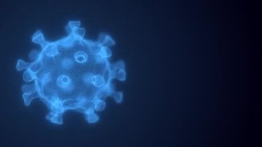 Alanın derinliğine sahip Coronavirus. 3 boyutlu virüs dönüyor. SARS 'ın gelecekteki viroloji analizi. Bilim animasyonu Patojen keşif konsepti. 4k UHD döngüsü